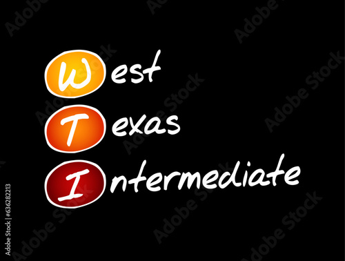 WTI West Texas Intermediate - light, sweet crude oil that serves as one of the main global oil benchmarks, acronym text concept background