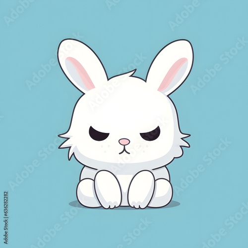 Grumpy Rabbit Bunny Cute Kawaii Poster with Background © Alen