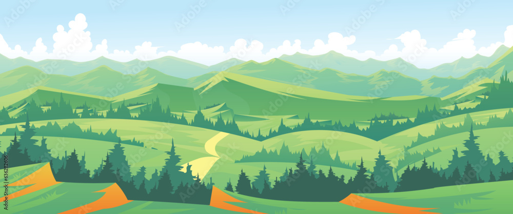 Mountain landscape vector illustration, mountain landscape, natural environment. Mountain landscape vector illustration, mountain landscape, natural environment.