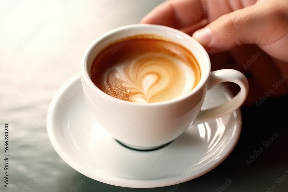 Close up man hand relaxing holding cup of coffe at home or cafe at a table. Coffee cup with latte art. Close up man hand relaxing holding cup of coffe at home or cafe at a table. Coffee cup with latte art.