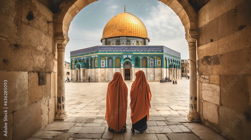 Fototapeta premium Israel Jerusalem, the Western Wall Dome of the Rock Israel Ai genretad