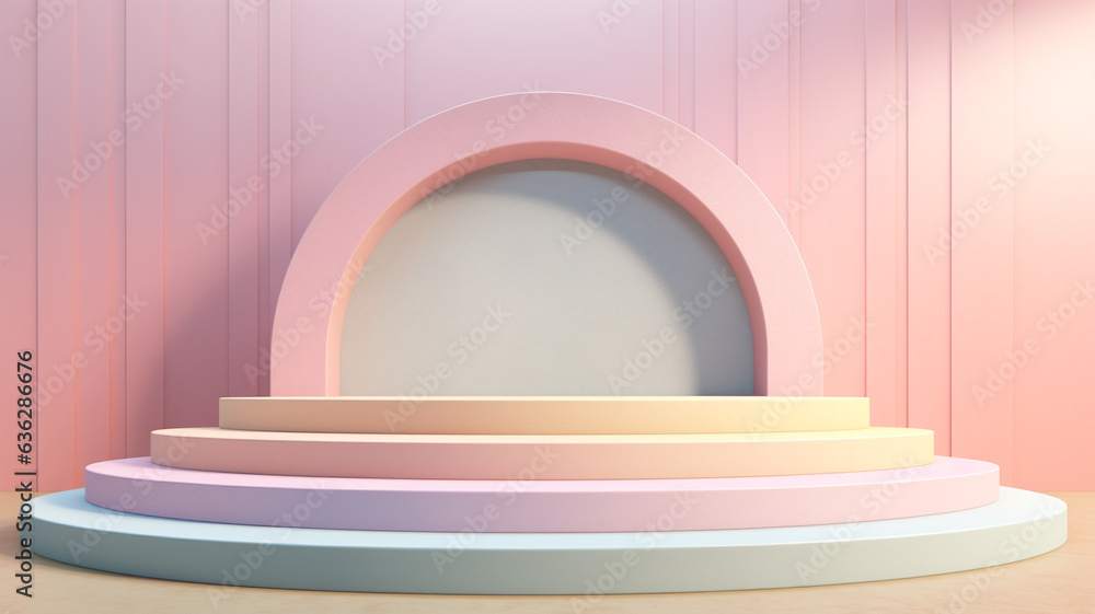 3d Pastel podium for your product. Generative AI. 3d Pastel podium for your product. Generative AI.