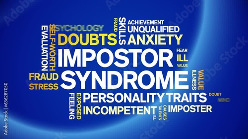 impostor syndrome animated tag word cloud;text design animation kinetic typography seamless loop. photo