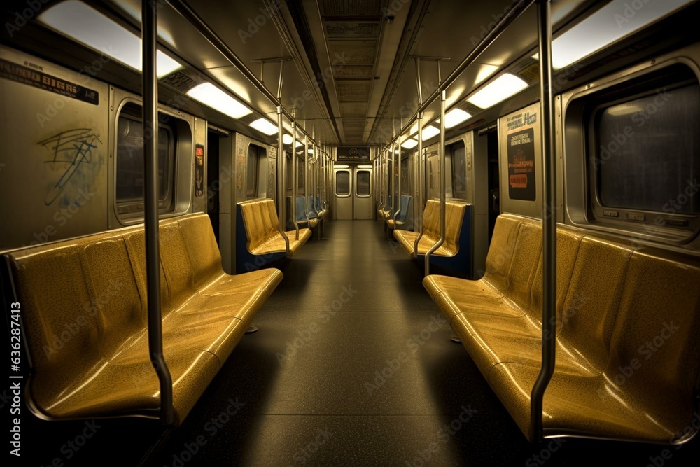 Empty subway carriage. Generative AI