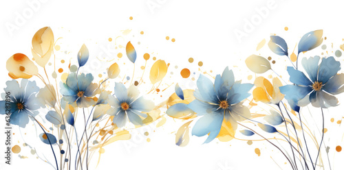 Autumn flowering watercolor leaves isolated