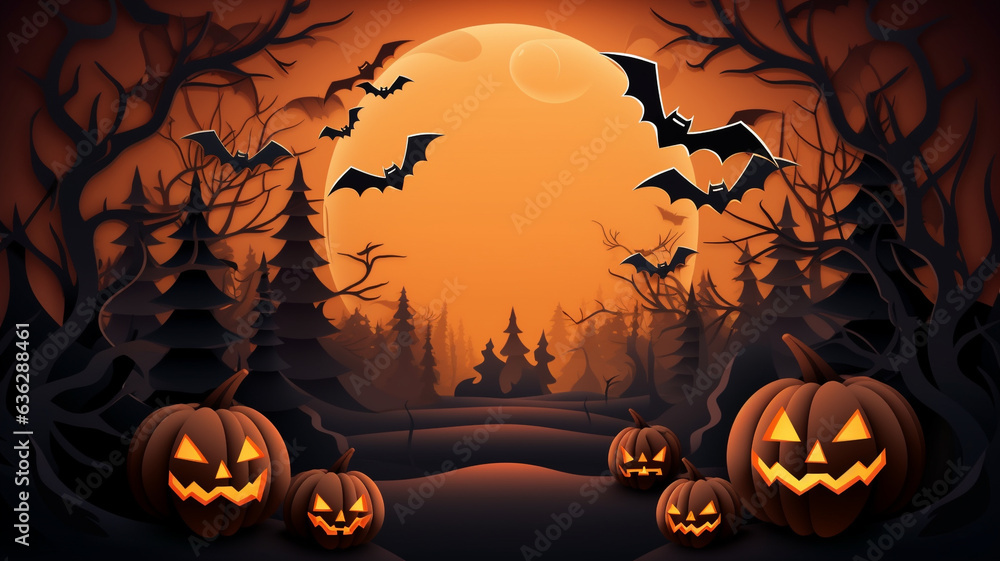 Halloween background with copyspace for your design. Halloween concept. Generative AI.