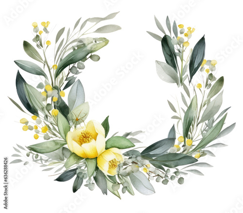 Eucalyptus leaves in watercolor isolated