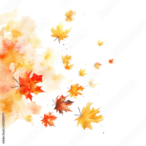 Autumn background with watercolor maple leaves