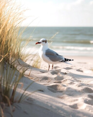 Crédence de cuisine Plage et Mer Mouette posée sur le rivage au bord de l'eau  © Lana