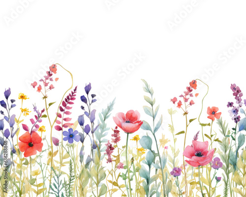 Watercolor flower pattern isolated