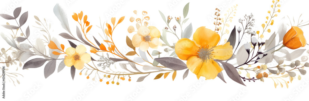 Watercolor Background With Flowers isolated. Watercolor Background With Flowers isolated.