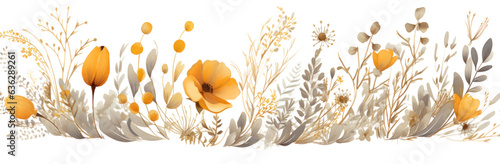 Watercolor Background With Flowers isolated.