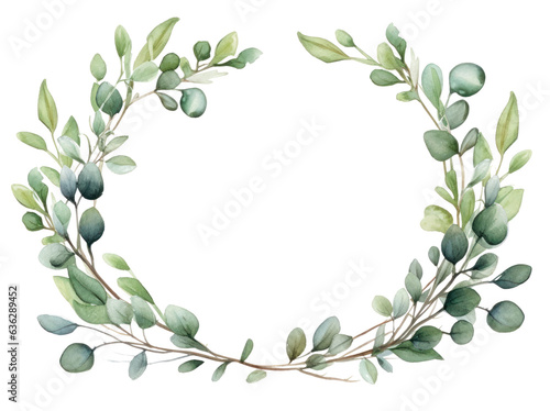 Eucalyptus leaves in watercolor isolated