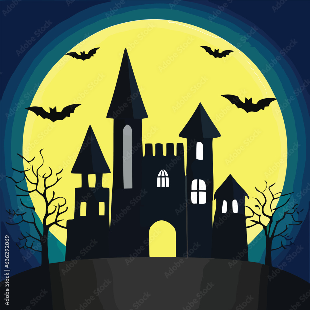 halloween ghost skull castle illustration halloween ghost skull castle illustration