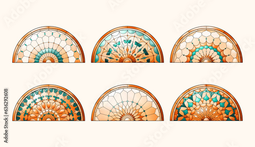 Stained Church glass worksheet. Color abstract picture.