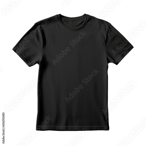  Black t-shirt for man isolated on transparent background.