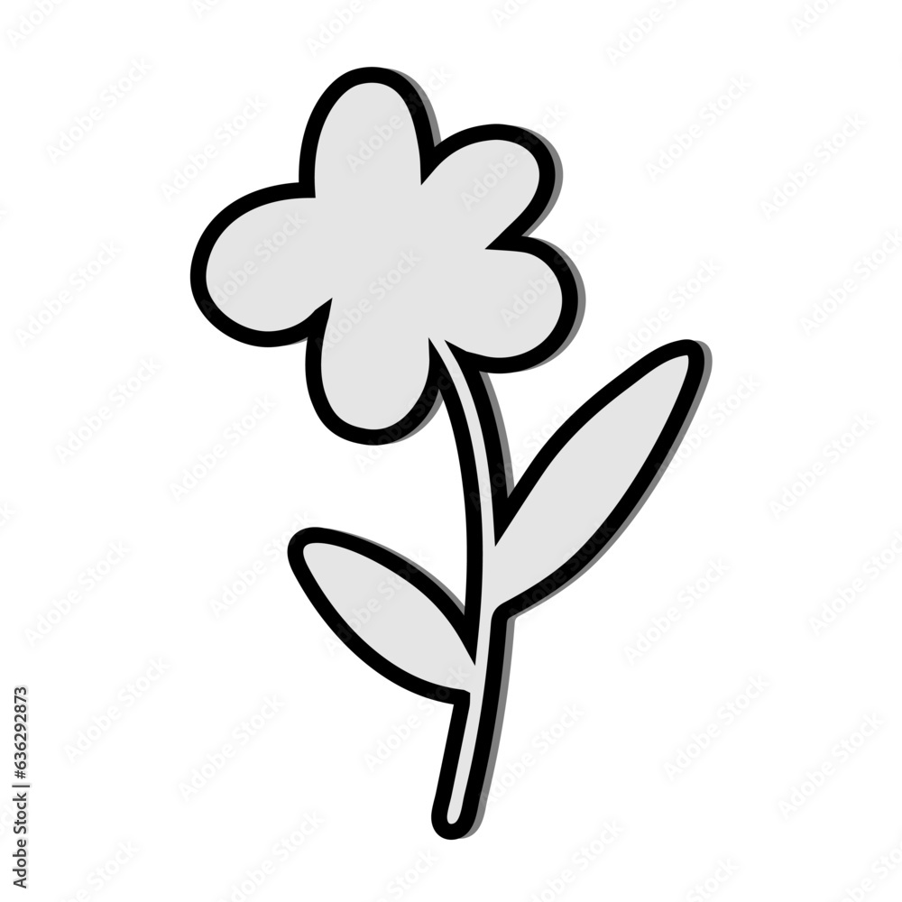 Vector sticker of one gray flower isolated on a white background Vector sticker of one gray flower isolated on a white background