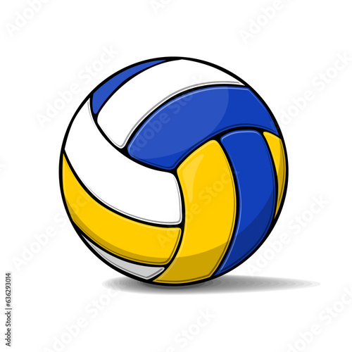 Modern multicolored ball for beach volleyball. Vector on transparent background