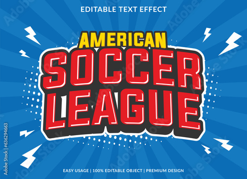 american soccer league editable text effect template use for font style logo