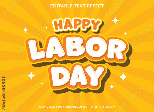 happy labor day editable text effect template use for font style logo