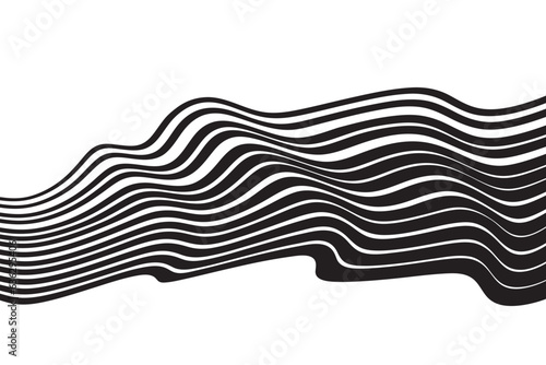 Vector seamless pattern with curve stripe. Black and white stripes as abstract waves for a textured pattern on the background.