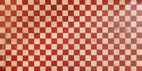 Original 1970s retro wall tiles. Square white and red checkered tiles.