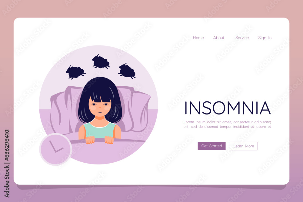 Sleep disorder concepr female person suffer from insomnia web banner landing Sleep disorder concepr female person suffer from insomnia web banner landing