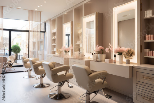 Contemporary hair salon with sleek design and trendy aesthetics