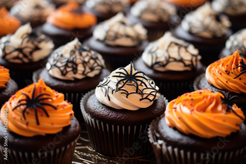 Halloween-themed cupcakes with spooky and creative decorations