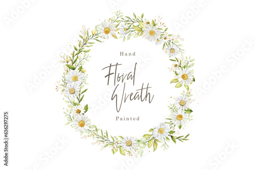 watercolor white daisy wreath illustration