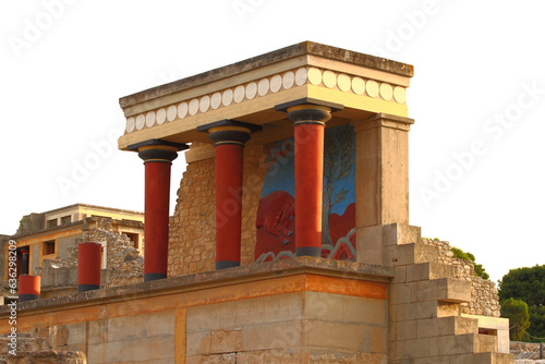 Knossos palace archaeological site Crete Greece isolated on white transparent background, PNG