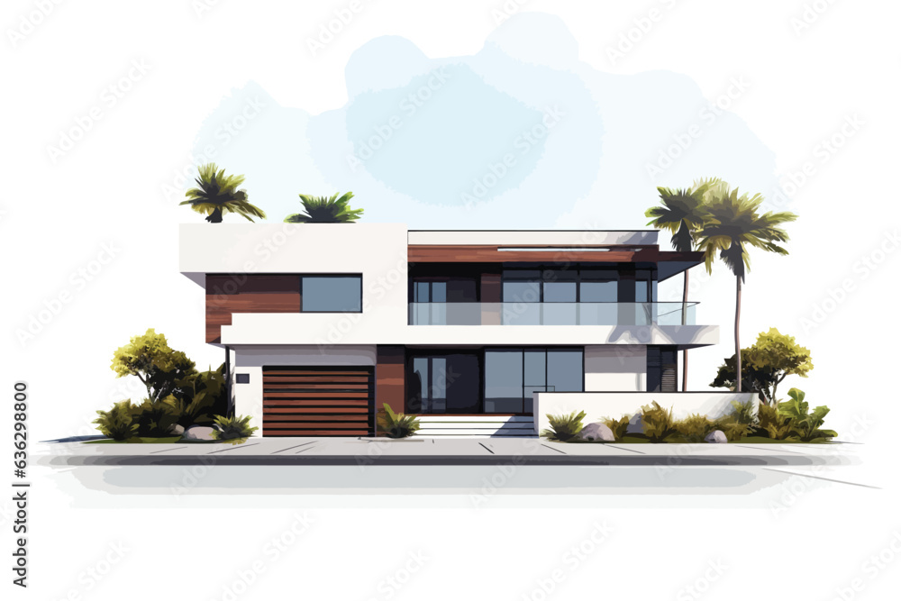 modern house vector flat minimalistic isolated illustration