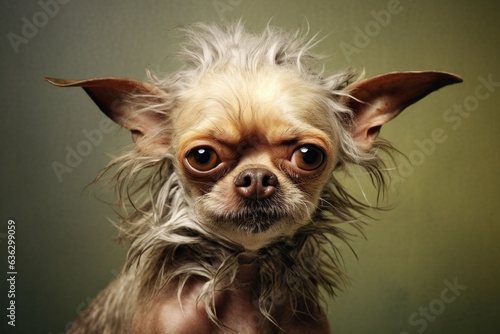 ugly angry chihuahua dog with a bad hair day