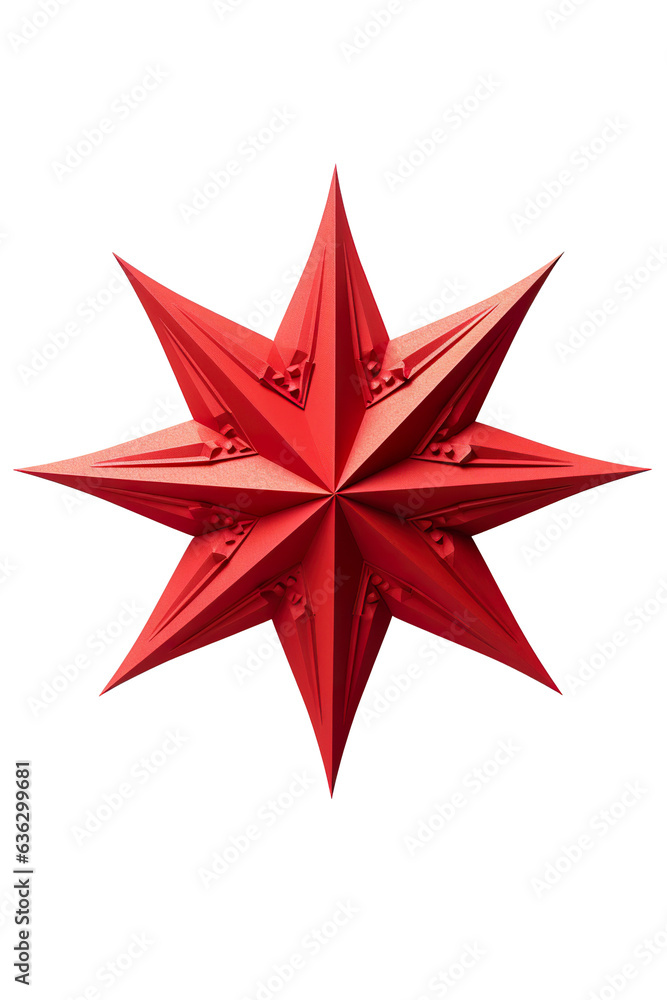A red Christmas Star on a white background isolated PNG A red Christmas Star on a white background isolated PNG