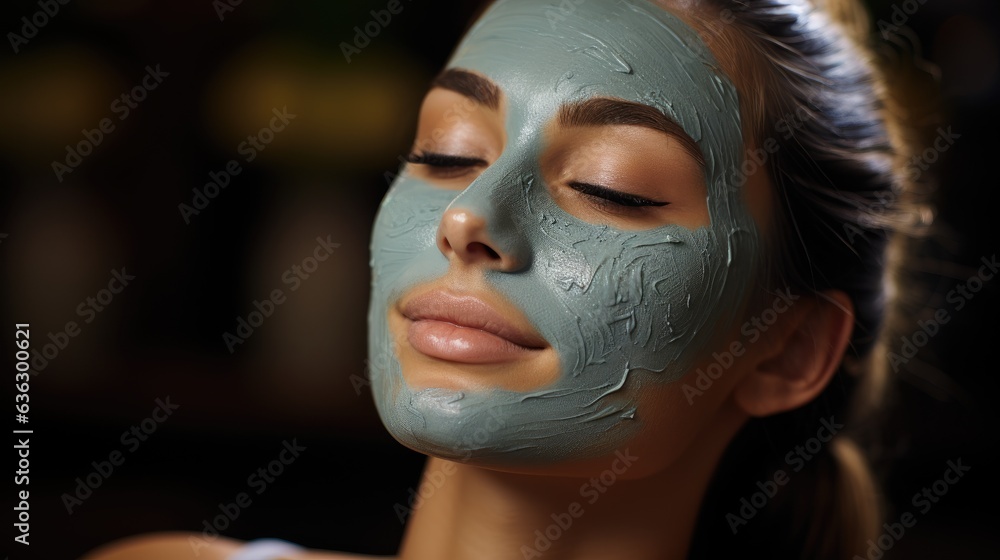 Young beautiful woman making face mask for skin care. Young beautiful woman making face mask for skin care.