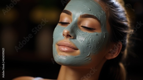 Young beautiful woman making face mask for skin care.