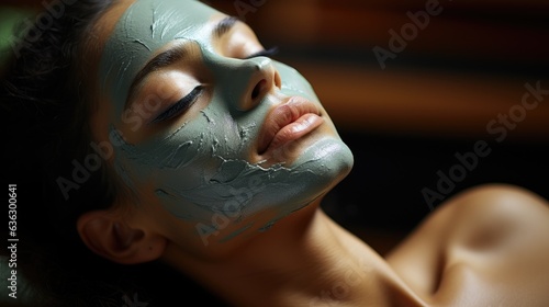 Young beautiful woman making face mask for skin care.