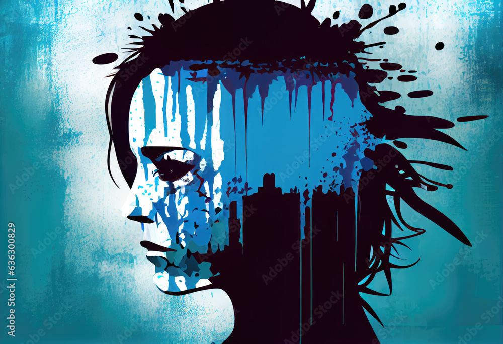 Colorful Illustration of Mental Health and Depression, Generative AI
