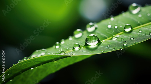 Close-up of raindrops / dew on a leaf