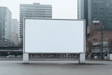 photo of blank white billboard on city street