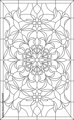 Vector monochrome square European ornament. Classic pattern of Ancient Greece, Roman Empire. Suitable for sandblasting, plotter and laser cutting. Template for stained glass