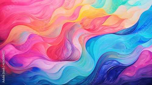 Abstract water color painting on canvas, multicolored waves