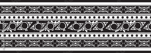 Vector monochrome seamless ornament of Native Americans, Aztecs. Endless border of the tribes of South and Central America.