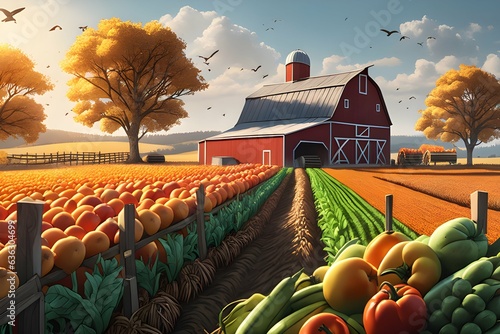 Huge farm being farmed in autumn