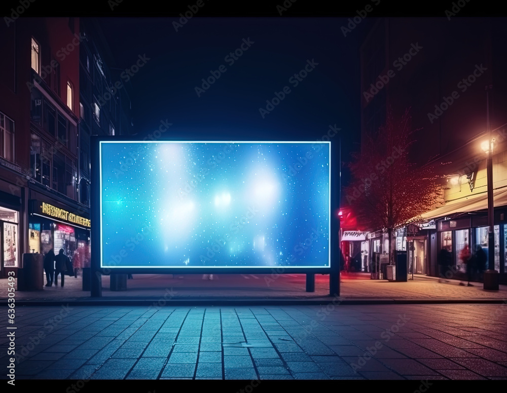 Bright billboard frame located in the urban landscape, open canvas for creativity and promotion