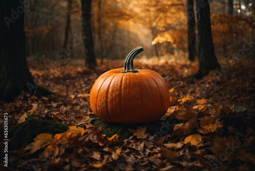 pumpkin in the autumn autumn forest