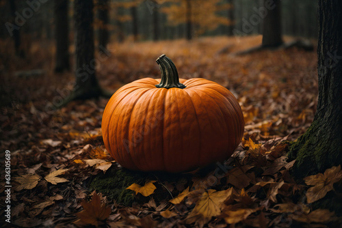 pumpkin in the autumn forest