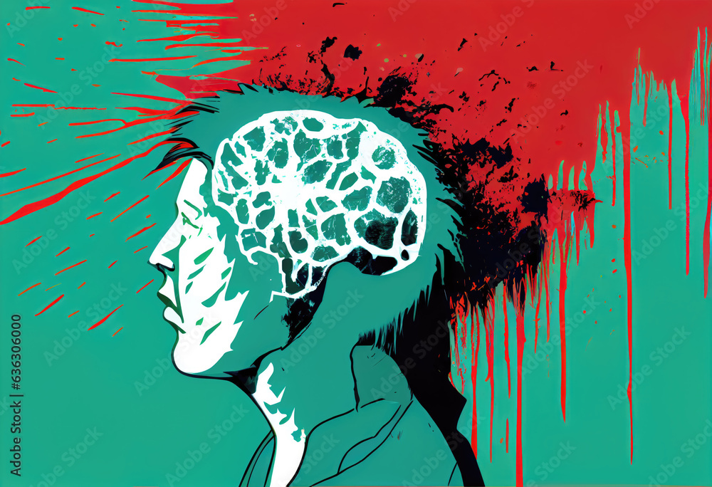 Colorful Illustration of Mental Health and Depression, Generative AI