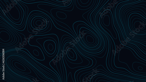 Topographicabstraction on a blue background. Geometric illustration with lines and waves. The image of the relief on the map.