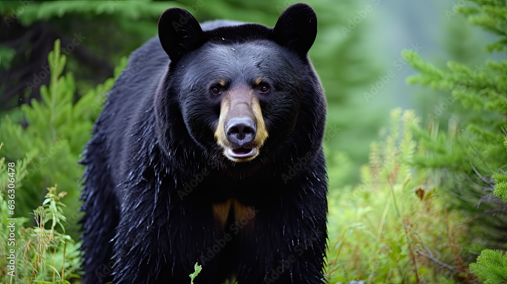 Black Bear in the Forest Portrait Created with Generative AI Black Bear in the Forest Portrait Created with Generative AI